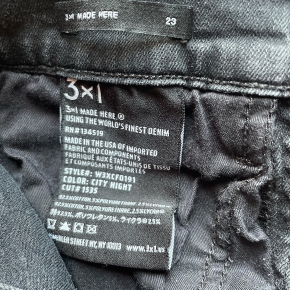 3x1 Black High Rise Skinny Jeans Raw Hem size 23 - Picture 5 of 13